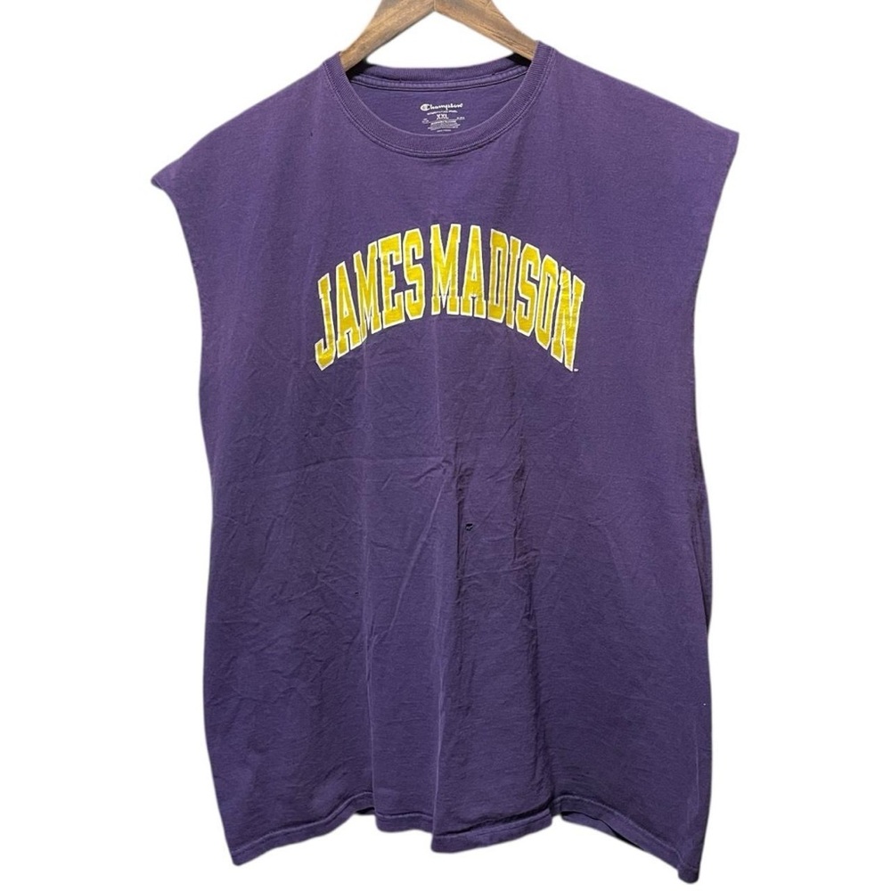 James Madison University college collegiate sports cut off sleeveless shirt top